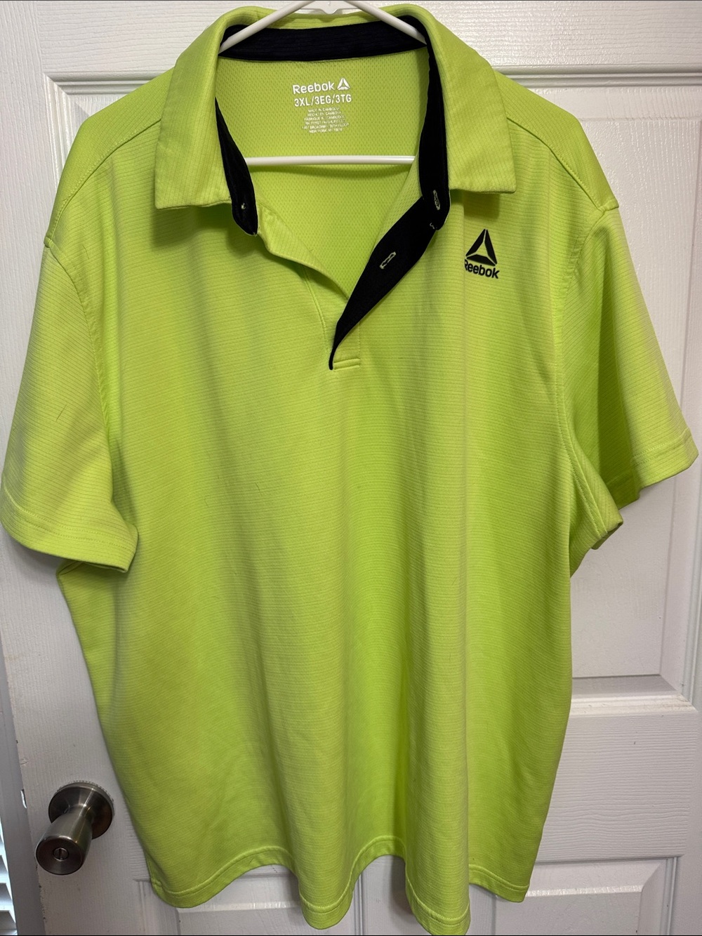 Reebok Men’s Neon Lime Polo with Contrast Black Trim size 3XL